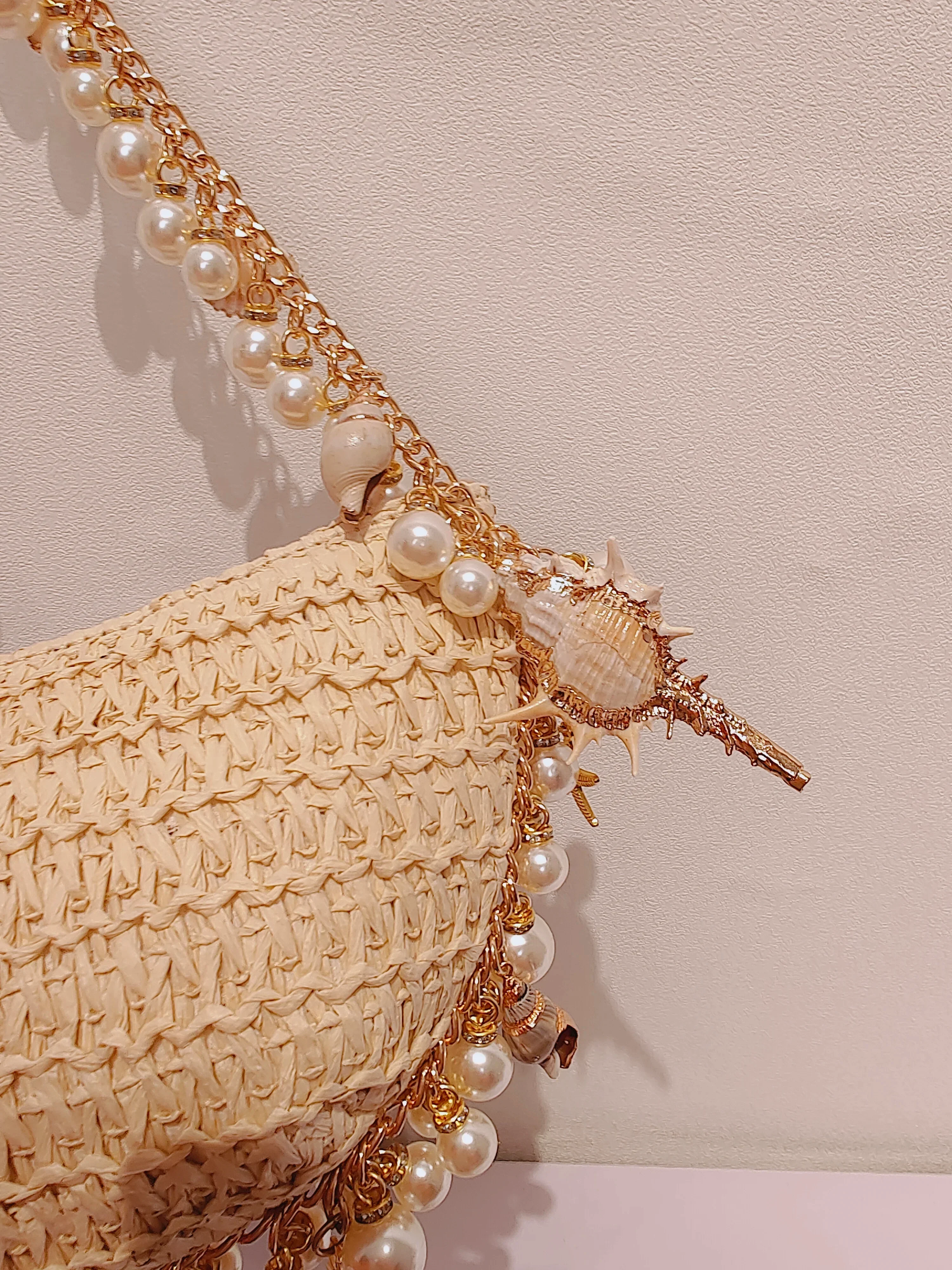 Bolsa de Praia Chic com Pérolas e Conchas - Image 5