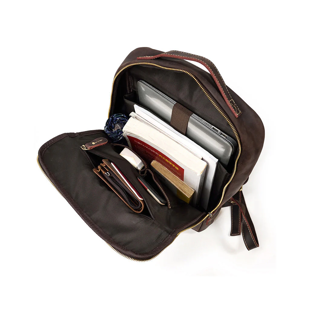 Mochila de Couro Impermeável Múltiplas Funções - Image 9