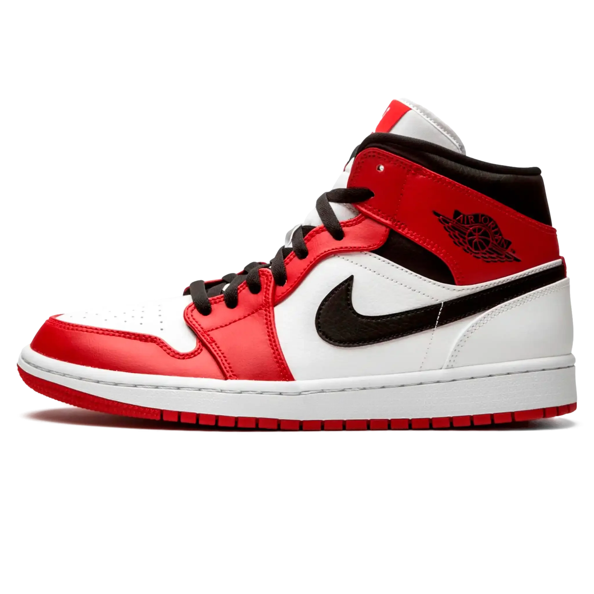 Tênis Air Jordan 1 Mid Feminino "Chicago White Heel" Vermelho / Branco - 554275-173